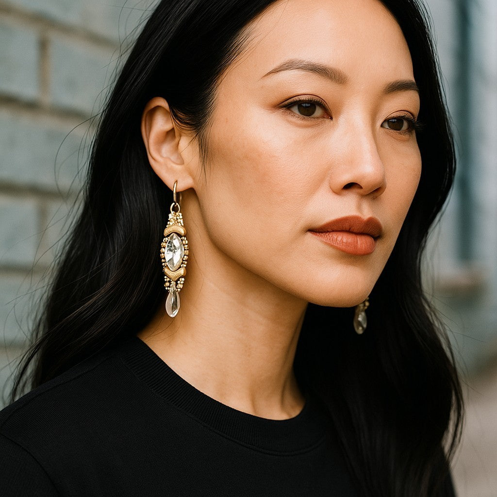 Crystal Navette Dangle Earrings on maya