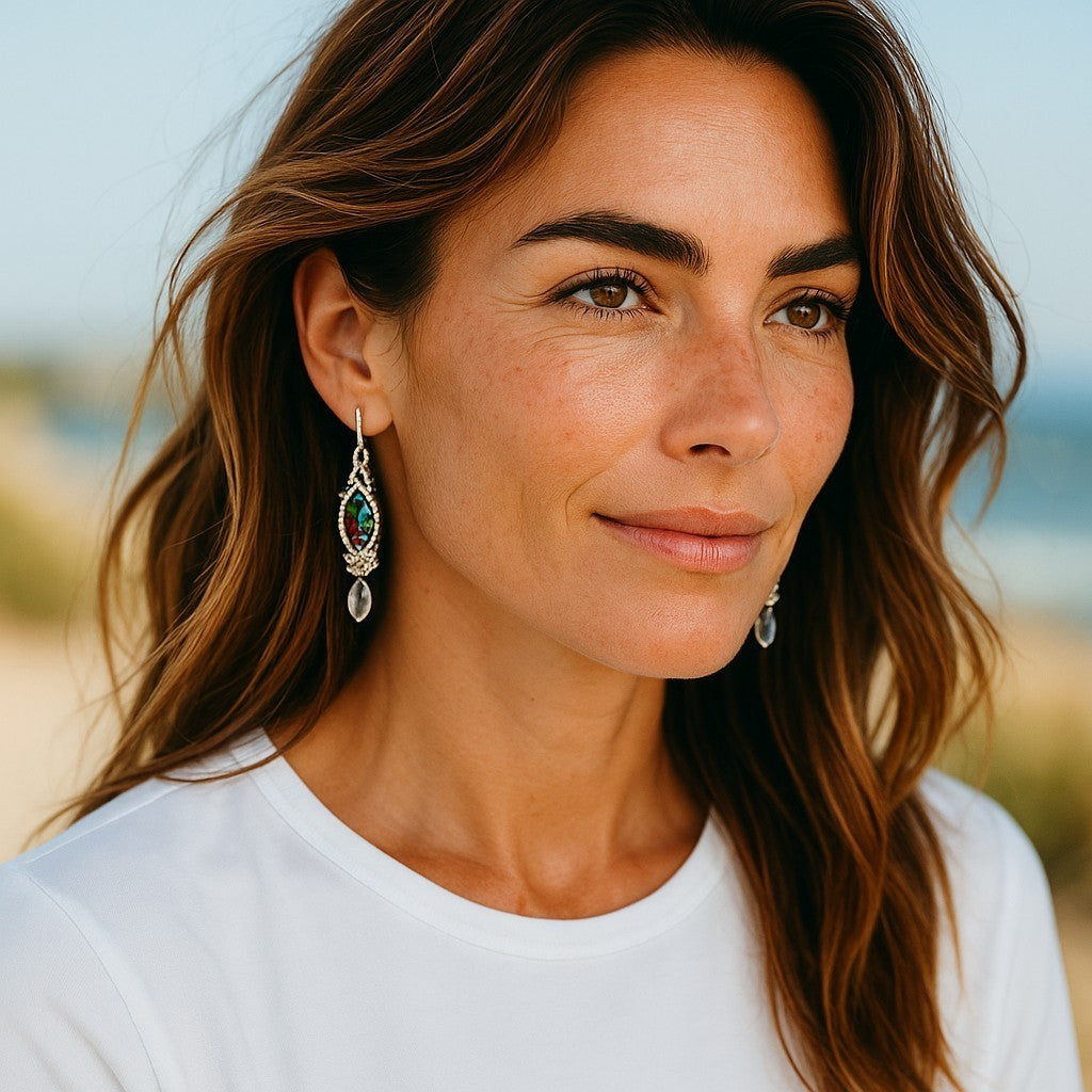 Crystal Navette Dangle Earrings Vitrail on Julia