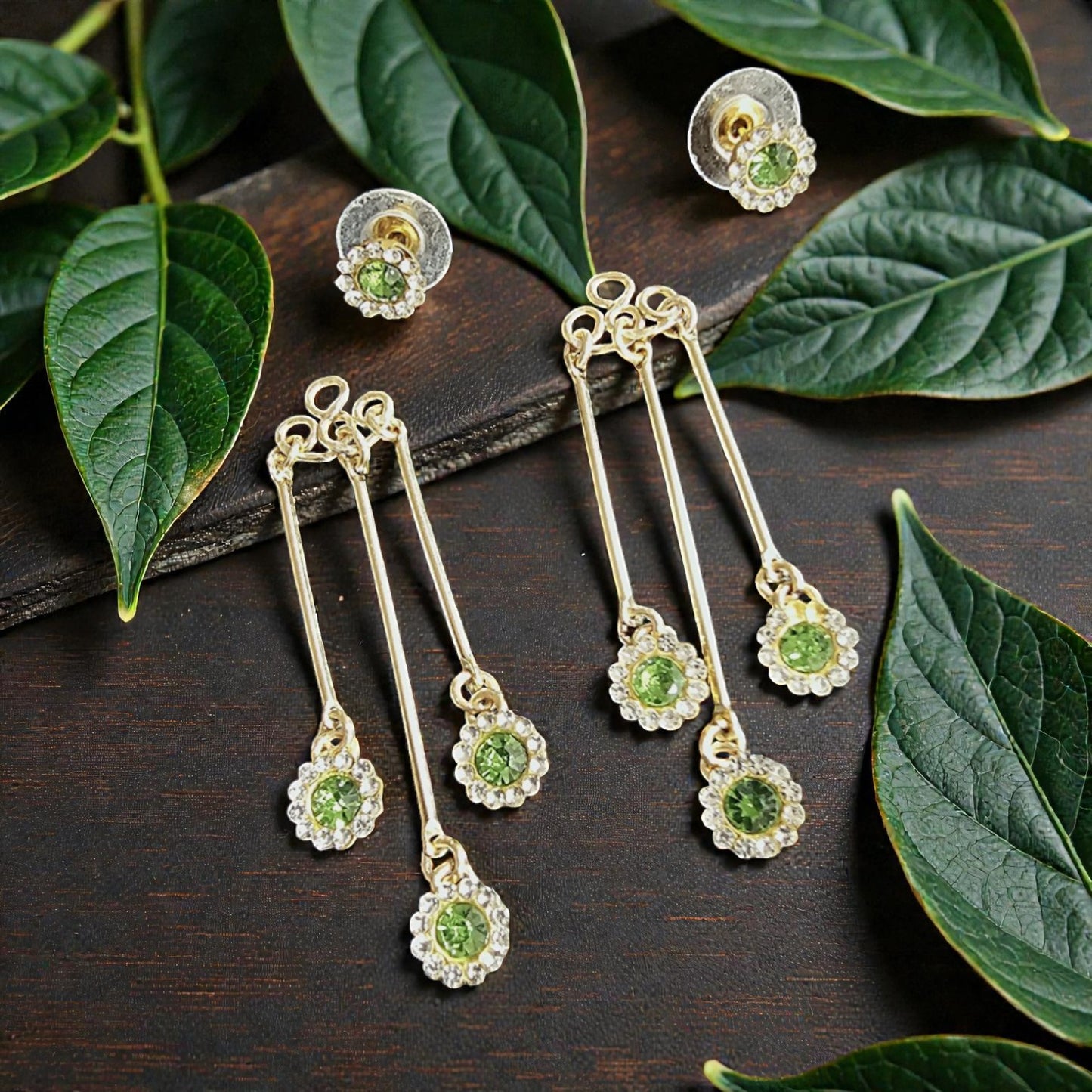 Peridot Green Front-Back Earrings