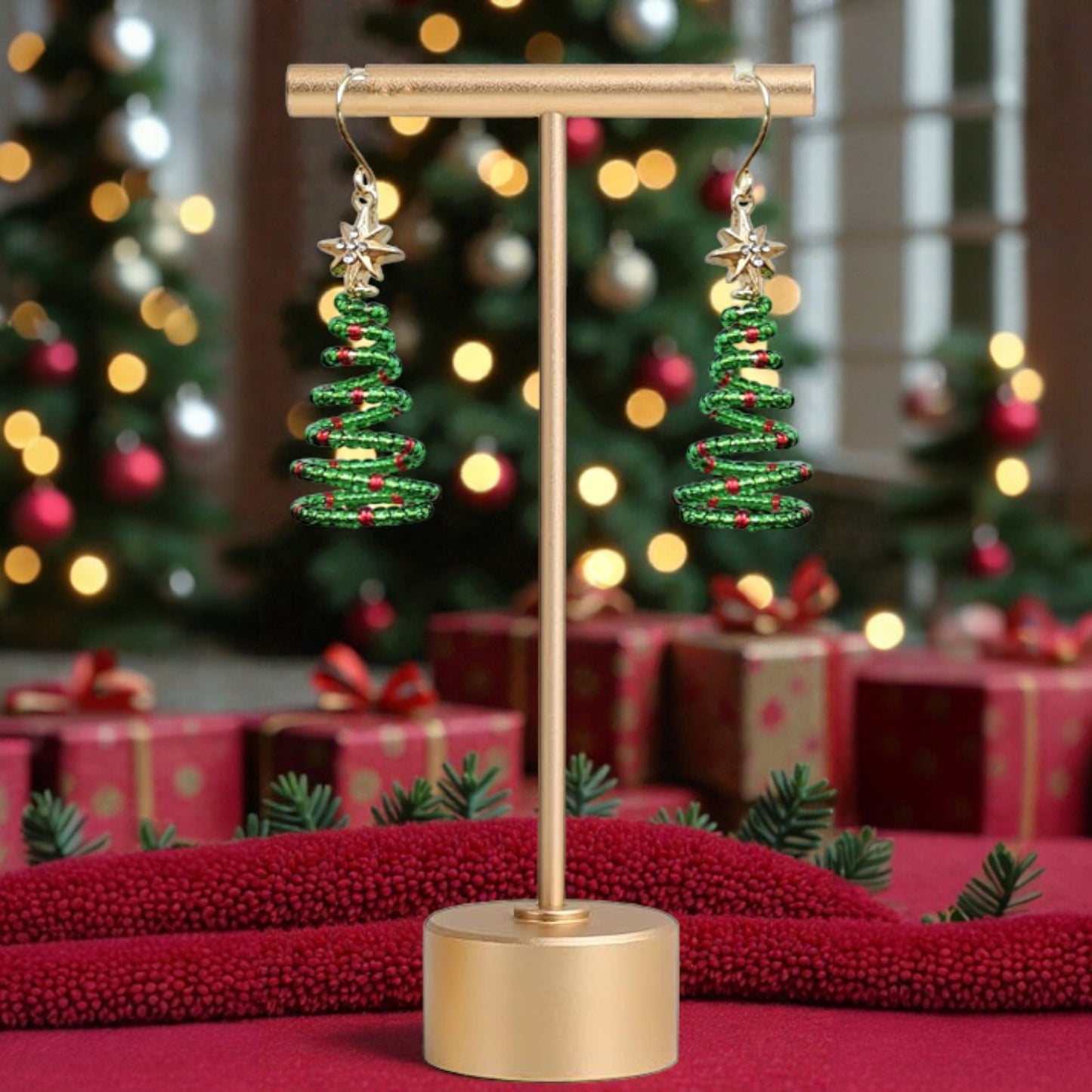 Christmas Tree Spiral Earrings
