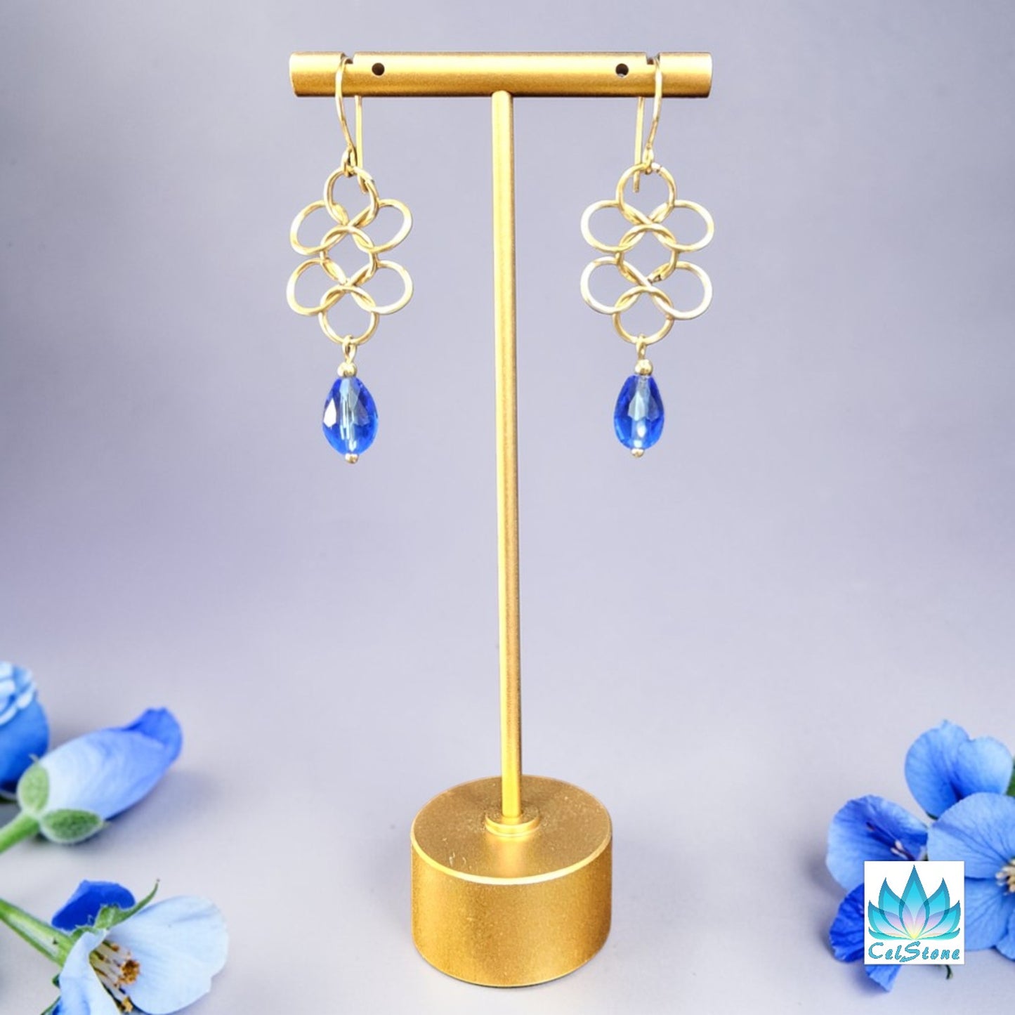 Chainmaille Drop Crystal Earrings