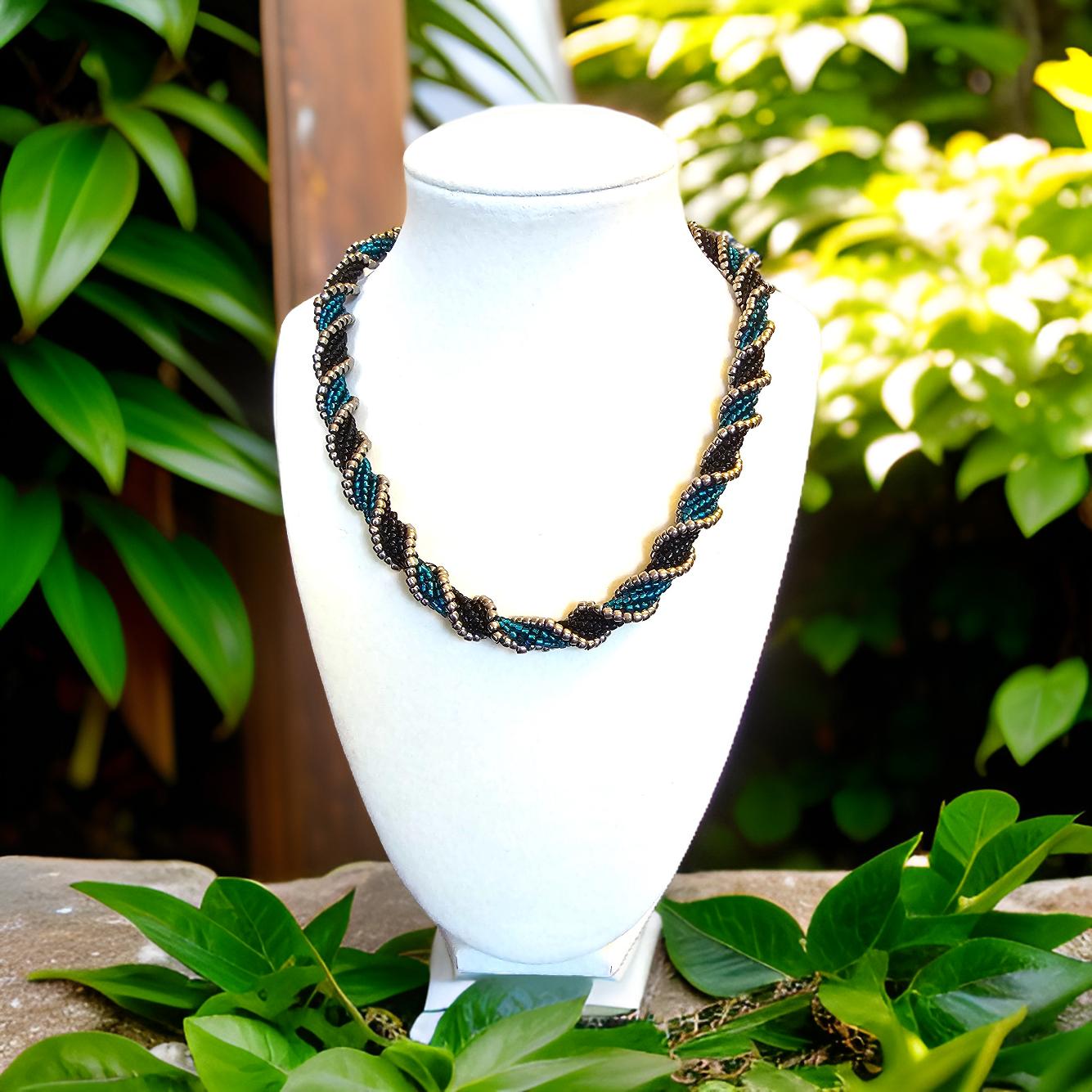 Flat Herringbone Spiral Necklace