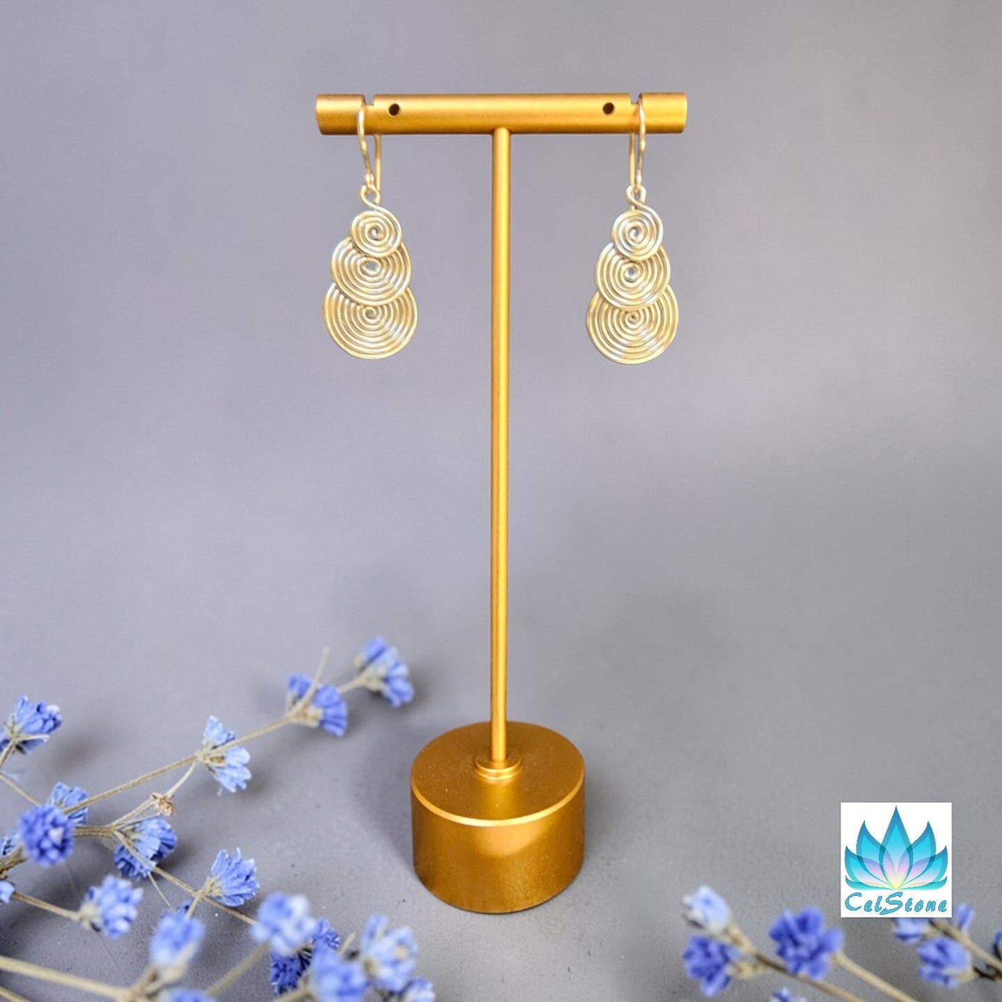 Goldtone Triple Spiral Drop Earrings