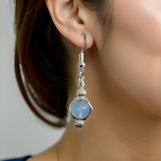 Aquamarine Earrings Silver - Framed Earrings - CelStone Jewelry