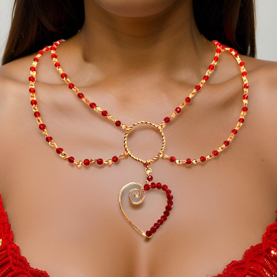 Phoebe Necklace Friends - Red Crystal Heart - CelStone Jewelry