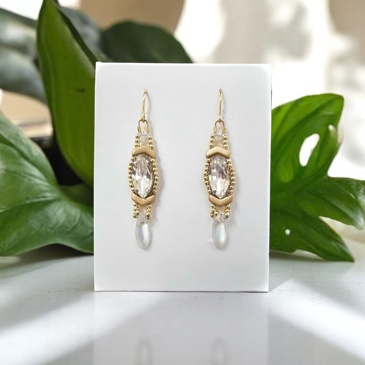Crystal Navette Dangle Earrings -Clear