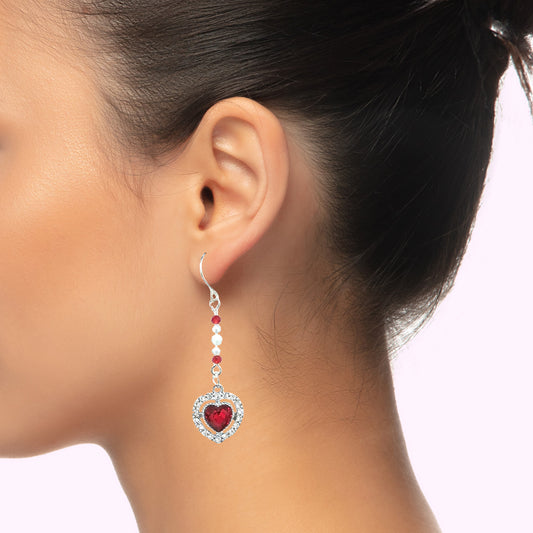 Valentine's Day Earrings with Pearls and Crystals