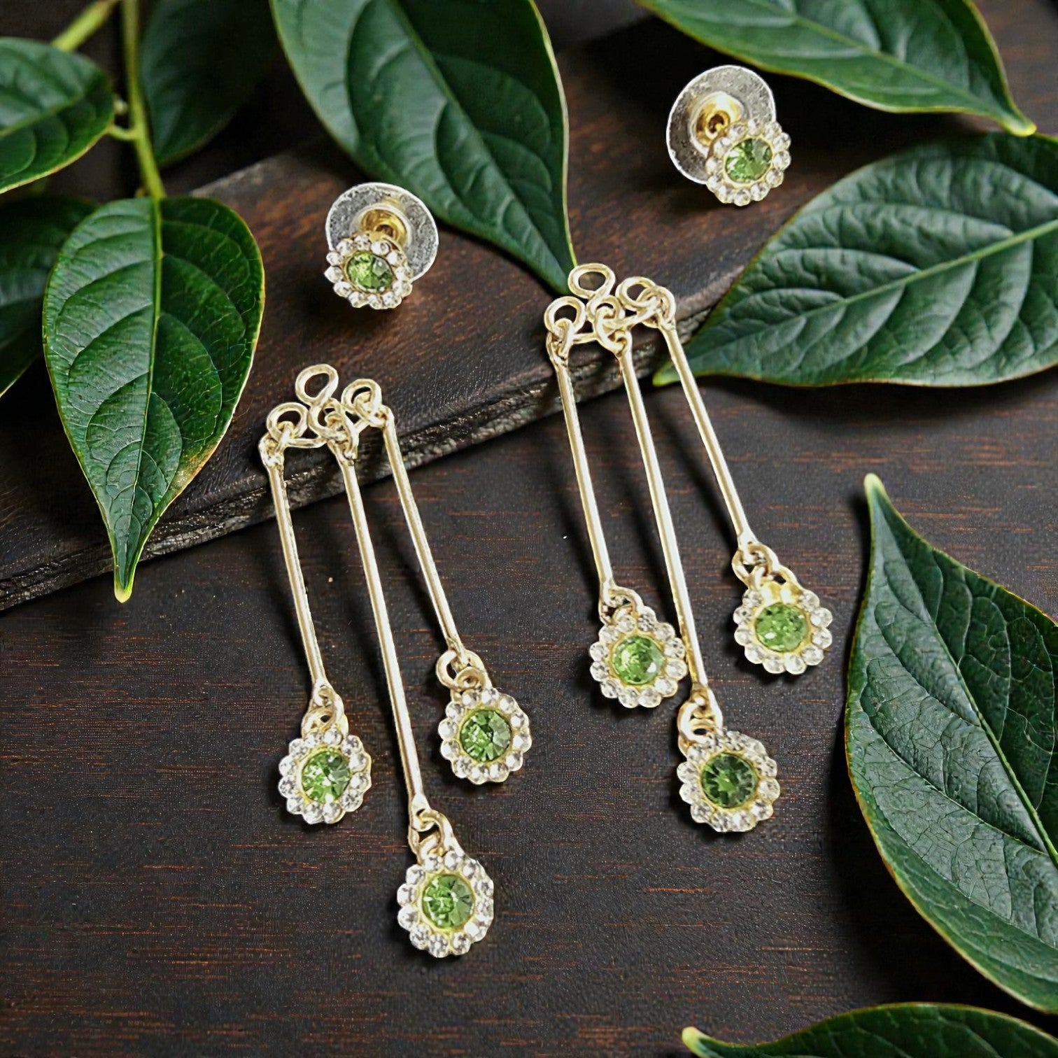 Peridot Green Front-Back Earrings