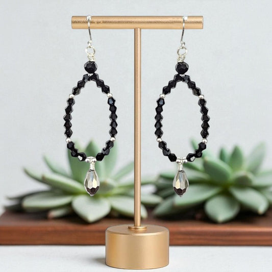 Black Bicone marquis earrings