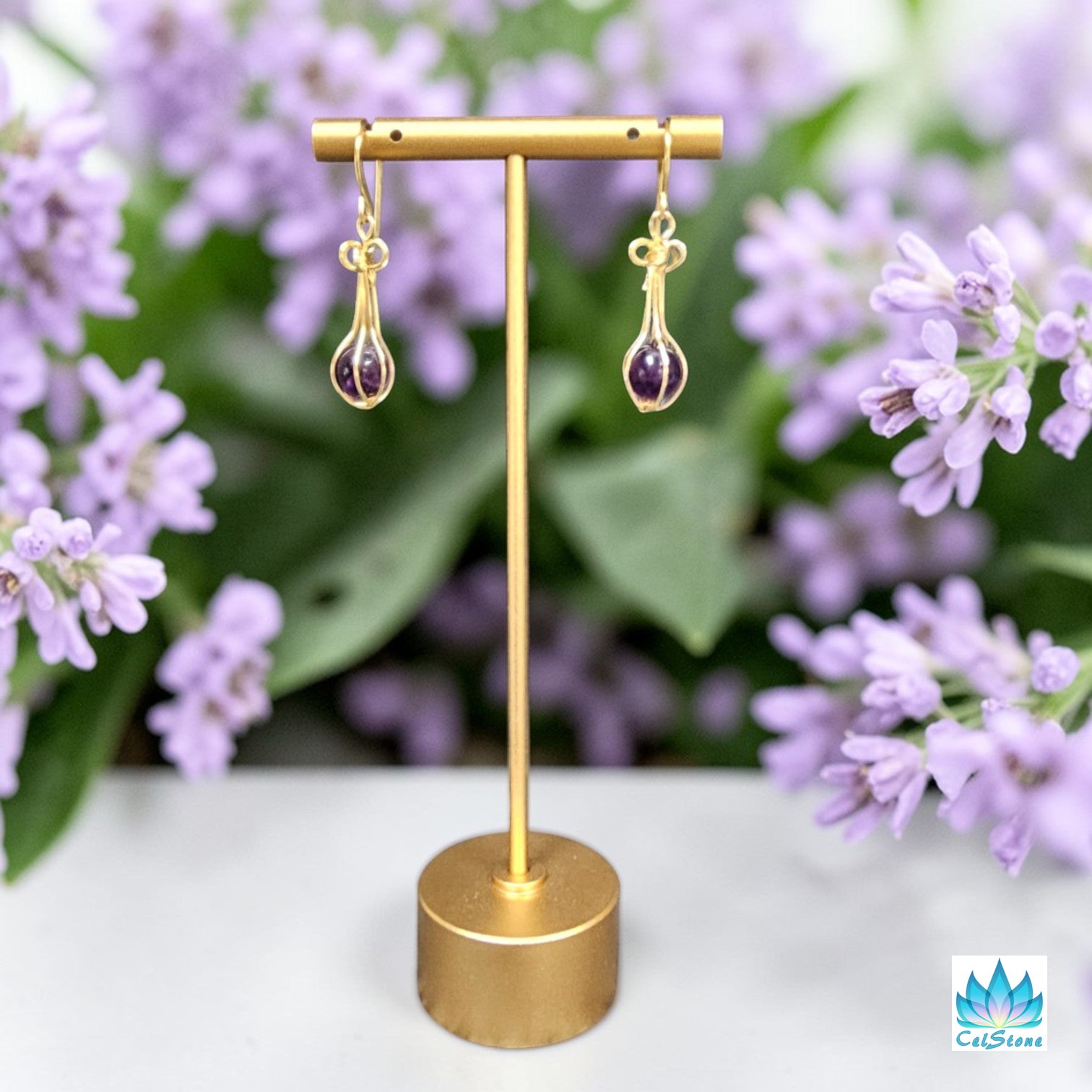 Caged Amethyst Earrings