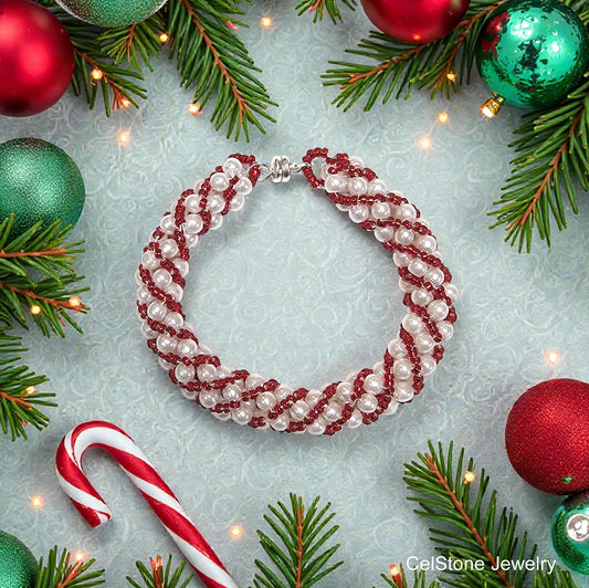 Candy Cane Russian Spiral Bracelet