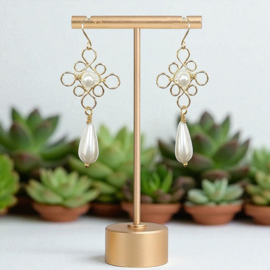 celtic pearl drop earrings