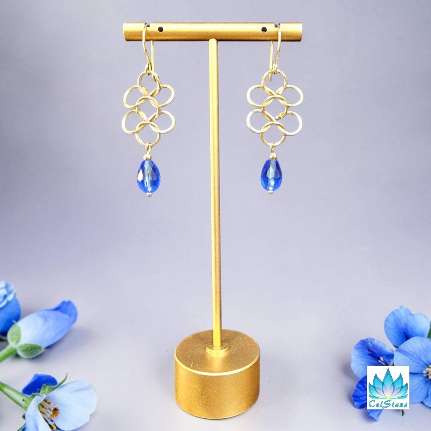 Chainmaille Drop Crystal Earrings