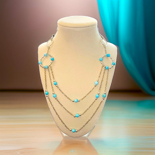 Turquoise Magnesite Necklace - Stylish Necklace - CelStone Jewelry