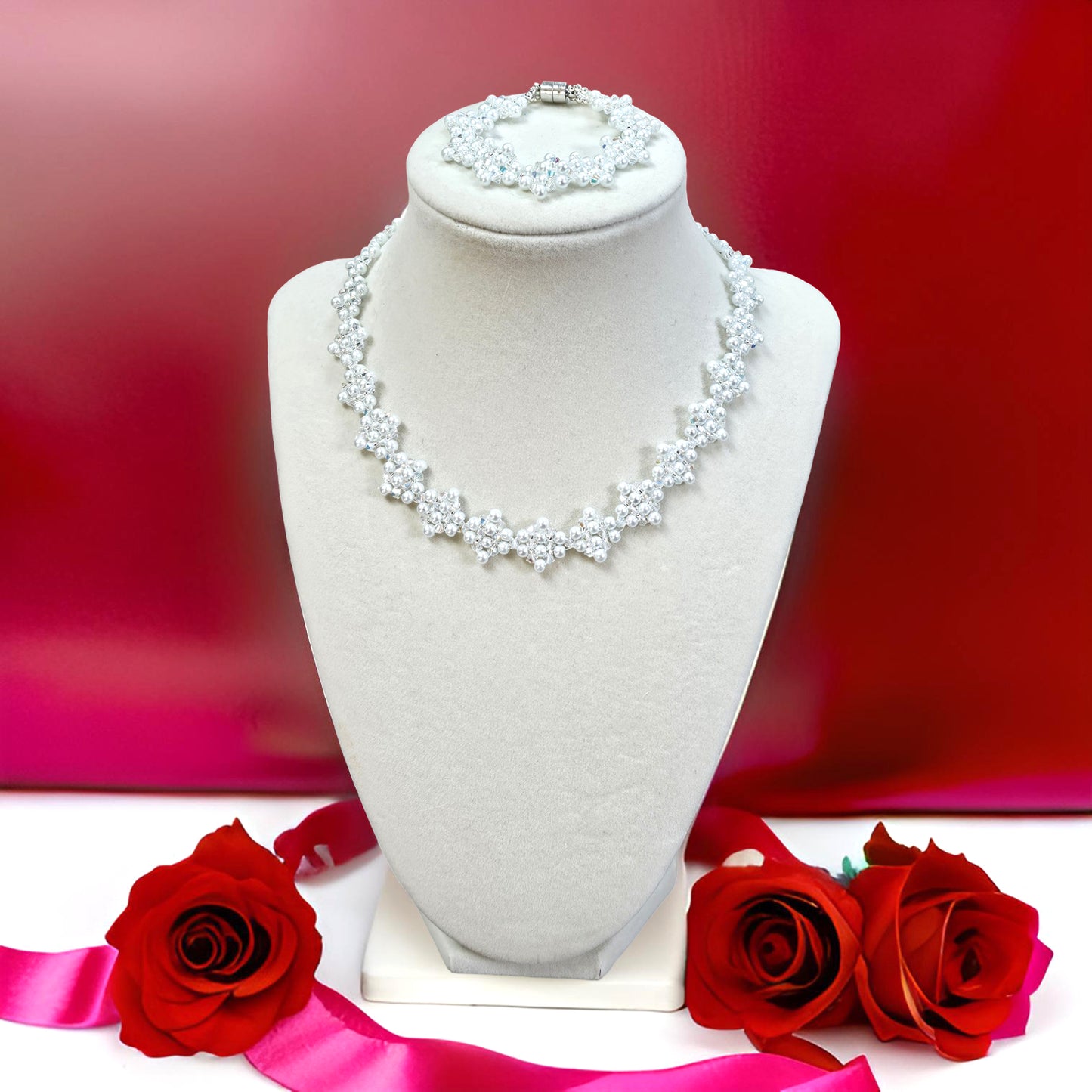 Diamond Weave Necklace and Bracelet