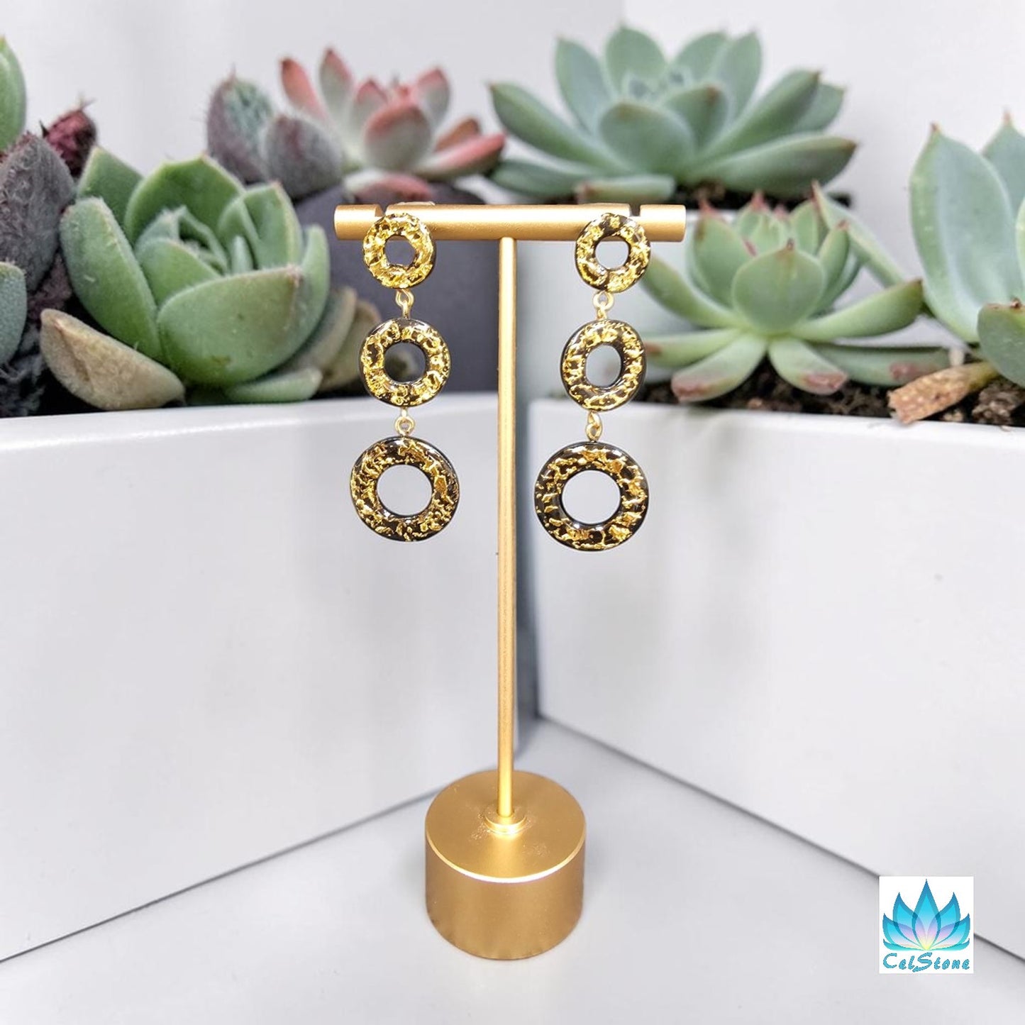Gold Foiled Dangle Earrings