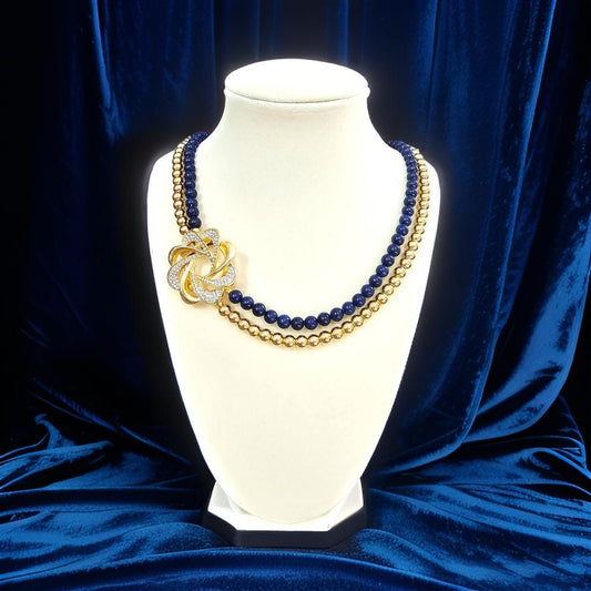 Lapis Lazuli and Golden Hematite Statement Necklace