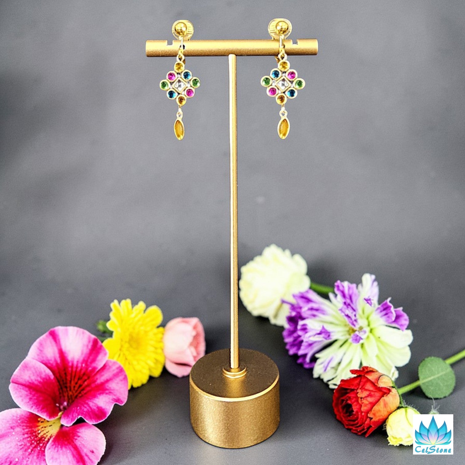 Multicolor Kundan Stone Clip-on Earring