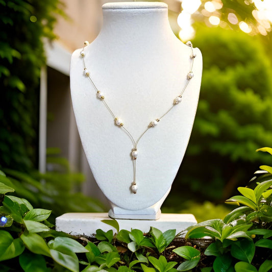 Glass pearl illusion necklace