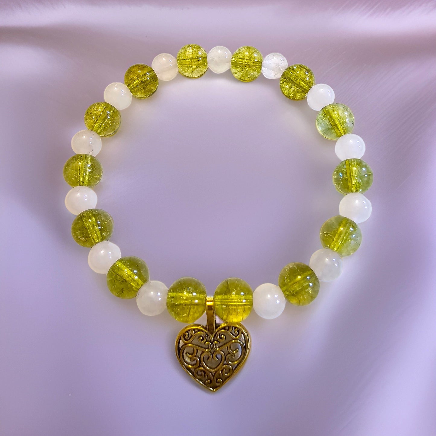 Heart Charm Bracelet - August Birthstone - CelStone Jewelry