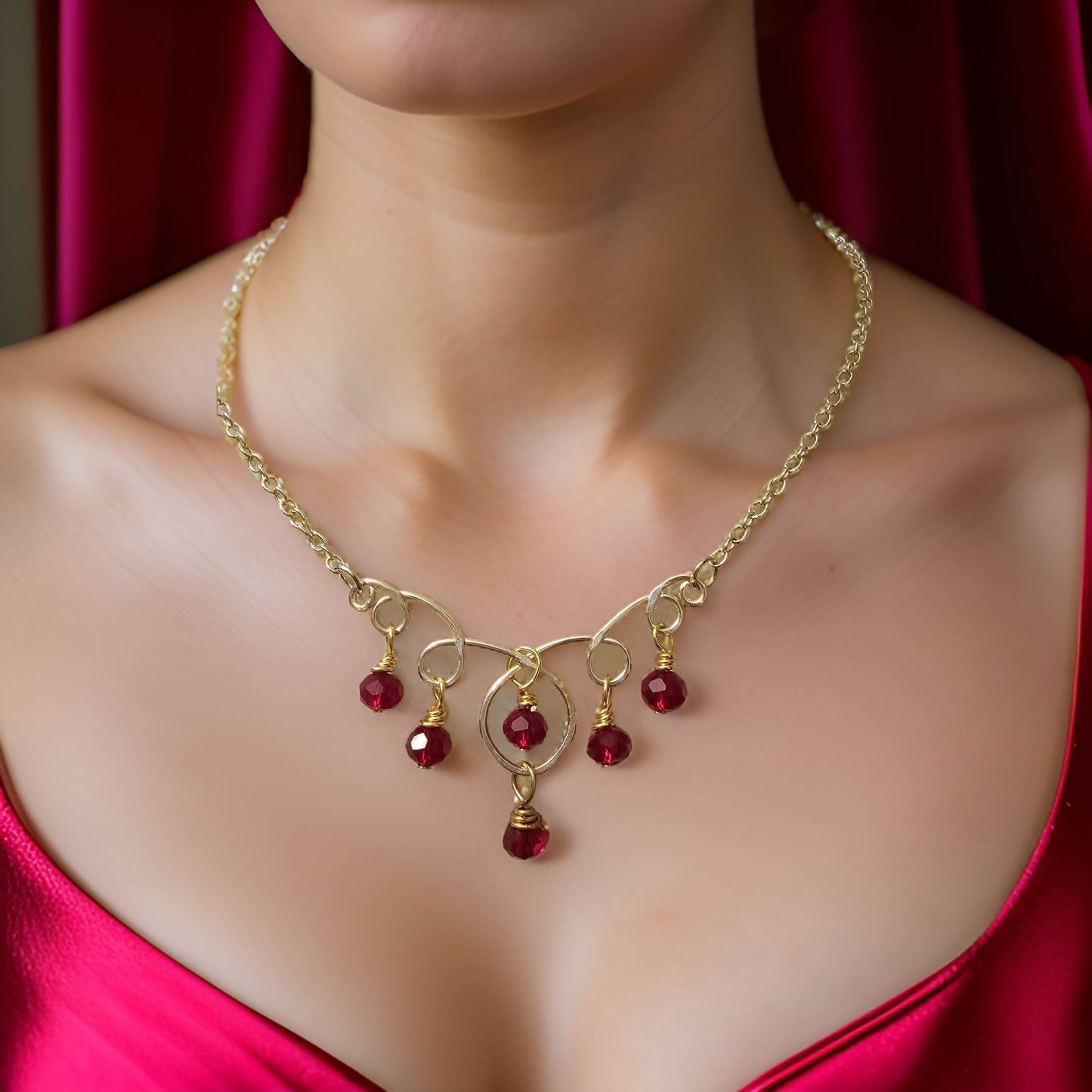 Goldtone Drop Necklace - Elegant Jewelry Piece - CelStone Jewelry