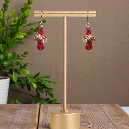 Copper and Red  Danish Knot Earrings