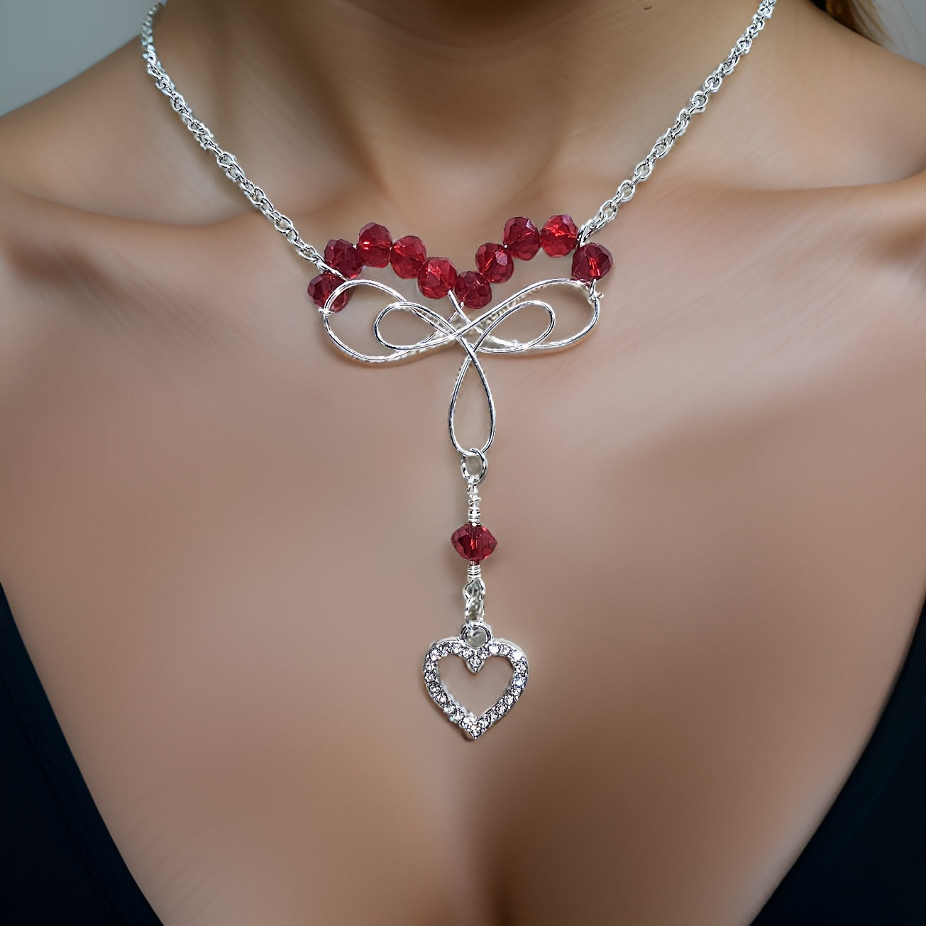 Valentine's Day Jewelry - Red Crystal Necklace - CelStone Jewelry