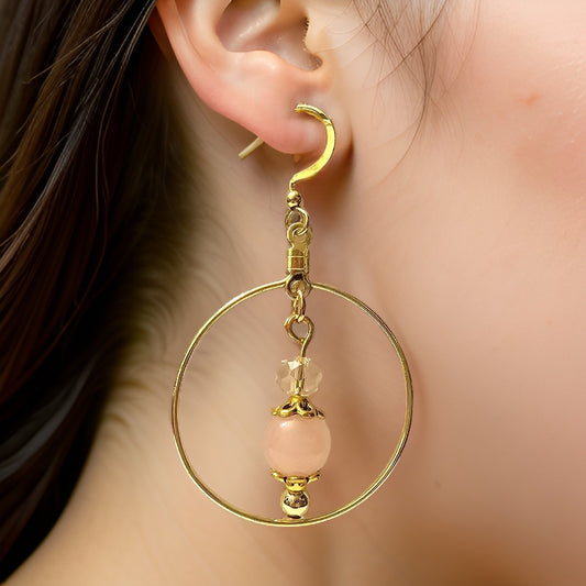 Pink Glass Jewelry - Hoop Earrings - CelStone Jewelry