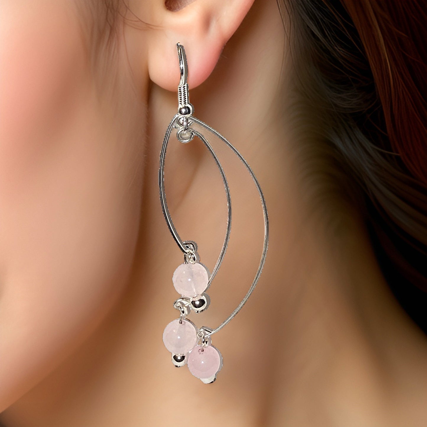 Dangle Earrings Quartz - Rose Quartz Earrings - CelStone Jewelry