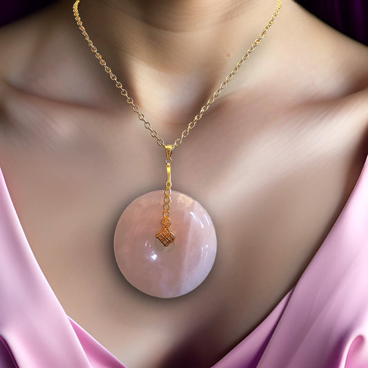 Rose Quartz Pendant - Fidget Spinner Necklace - CelStone Jewelry