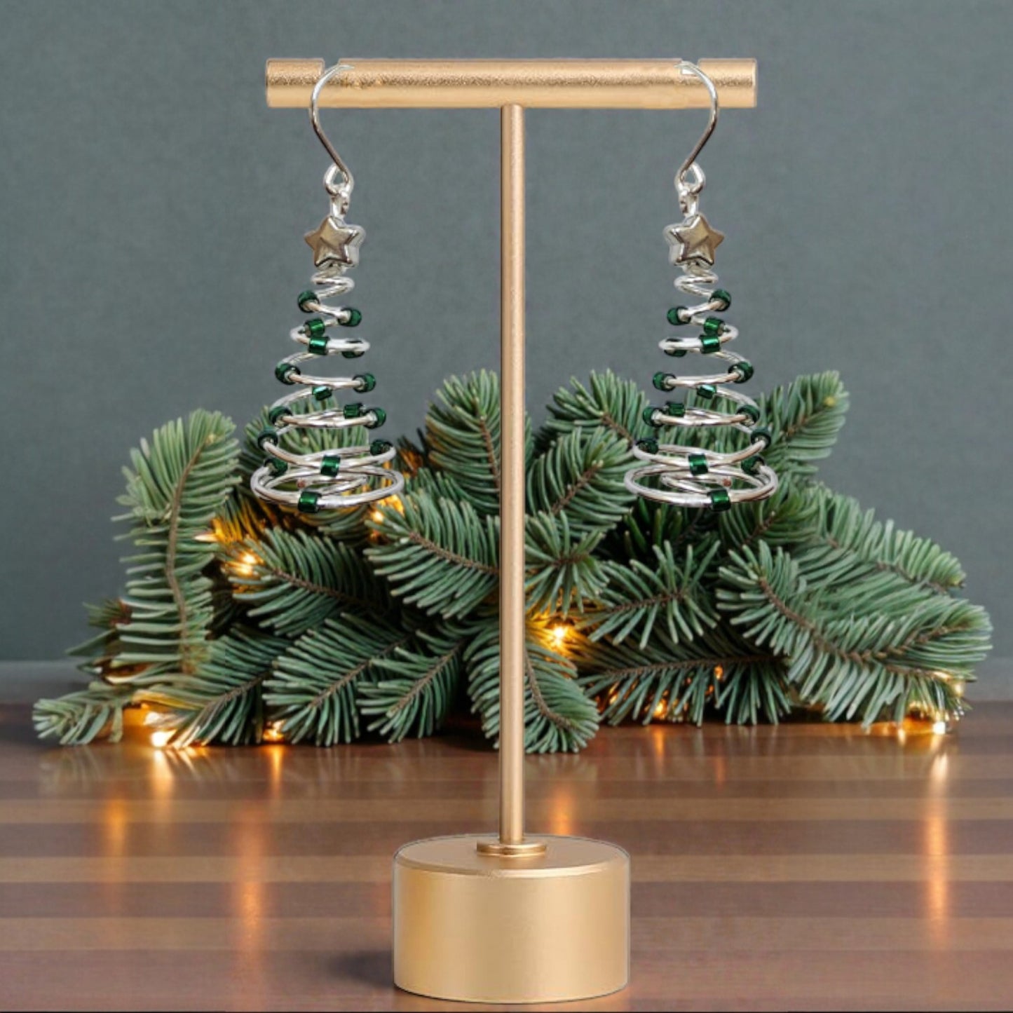 Christmas Tree Spiral Earrings