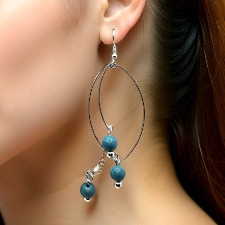 Boho Turquoise Earrings - Wire Earrings - CelStone Jewelry