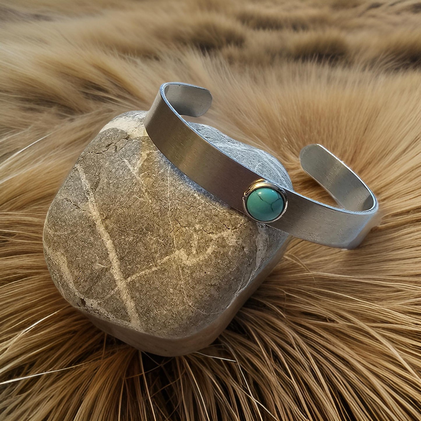 Turquoise Cuff Bracelet - Metal Cuff Bracelet - CelStone Jewelry