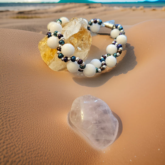 White Agate Bracelet - Glass Jewelry - CelStone Jewelry